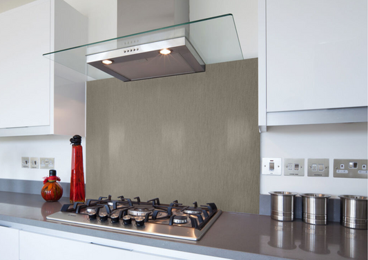Custom stainless steel splash back. We recommend quartz and granite worktops from stonemasters.co.uk